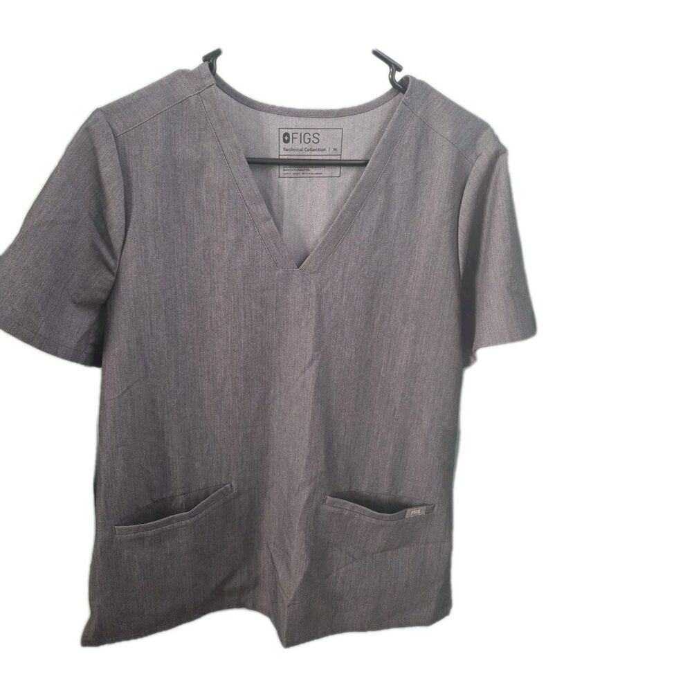 Figs Technical Collection Casma Women's Medium Graphite Gray V-Neck Scrub Top